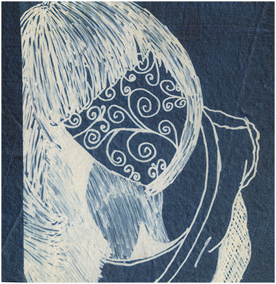 Untitled, Claudia Phillips, fabric cyanotype, 8x8, 2011