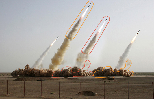 Doctored image of Iranian missiles