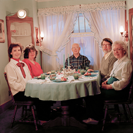 My family at Christmas breakfast. Aunt Louise, my mom, grandpa, my dad and grammy.