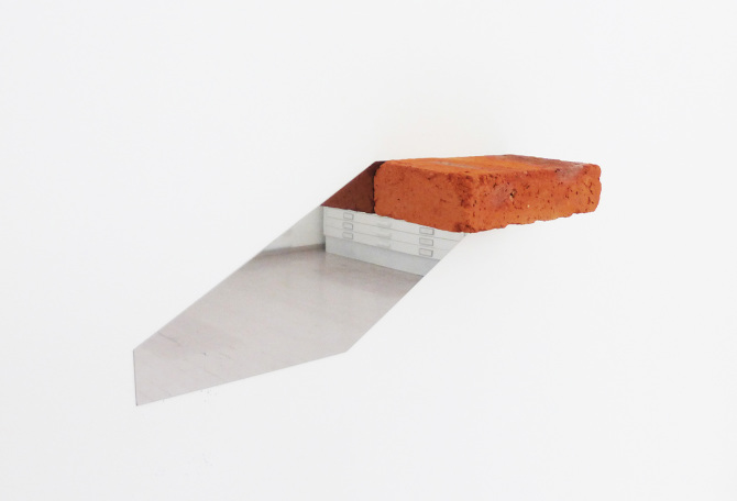 Mario Navarro Frame of mind (Exercise 1), 2015 Polished steel, brick 22 x 45 x 10 cm